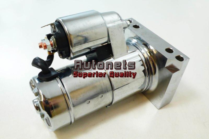 Sbc chevy chrome aluminum high torque mini starter 153/168 flywheel adjustable