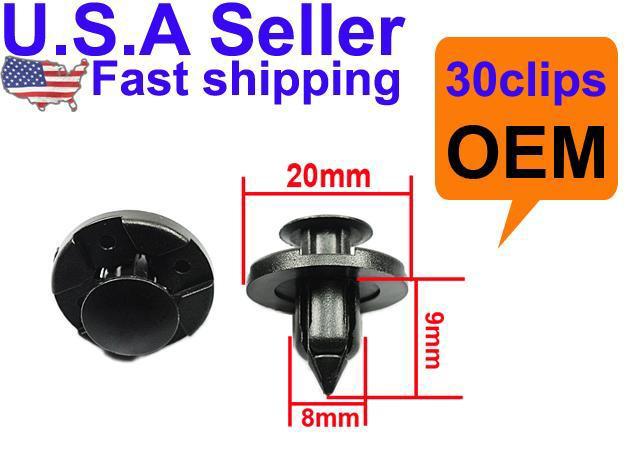 Set of 30 nissan 8mm fender clips 01553-09321 for maxima 300zx  (c88)