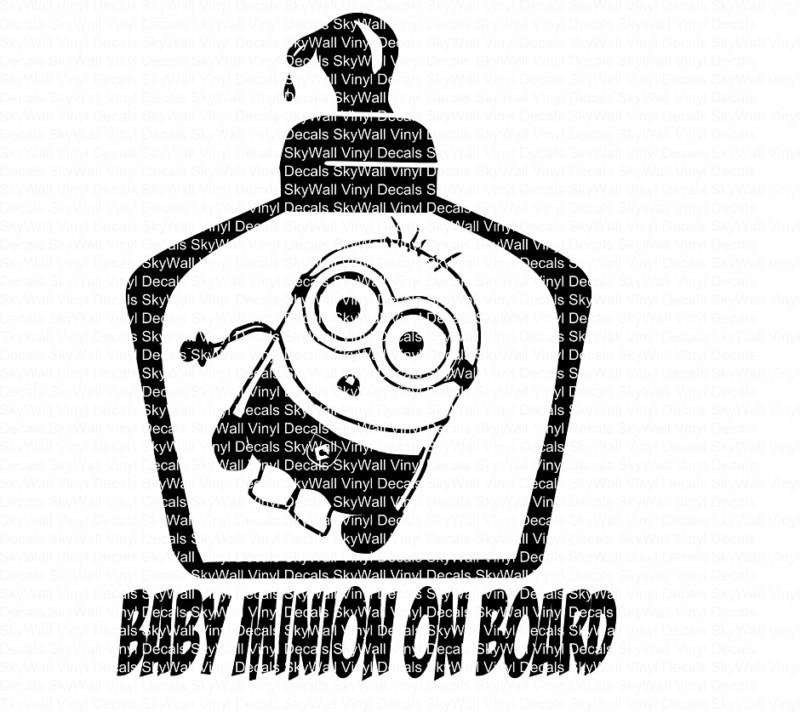 Despicable me baby minion on board with quote car decal vinyl decor sticker