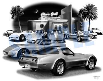 Corvette 1981, 1982 auto art car print   ** free usa shipping **