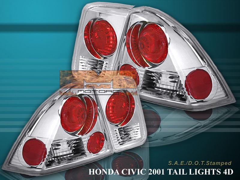 2001-2005 honda civic tail lights 4 doors clear 02 03 g2 