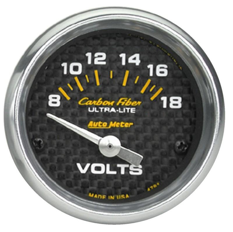 Auto meter 4791 carbon fiber; electric voltmeter gauge