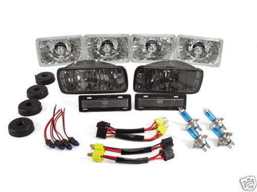 1985-1992 chevy camaro 8pcs euro clear headlights + smoke bumper lights combo