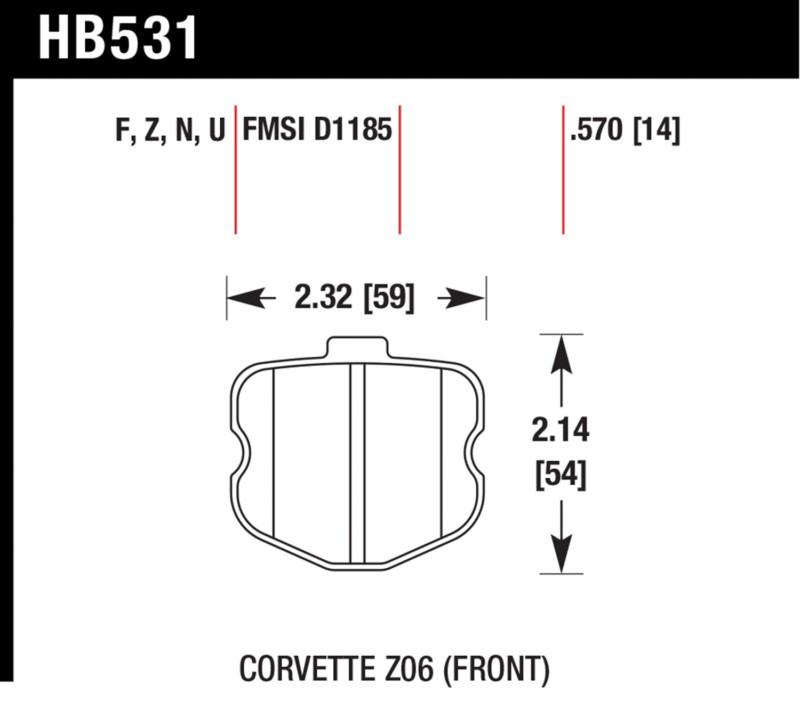 Hawk performance hb531z.570 disc brake pad 06-13 corvette corvette (canadian)