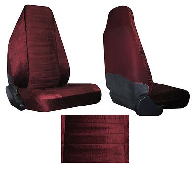 Quilted velour madrid high back bucket car truck suv seat covers maroon red #x