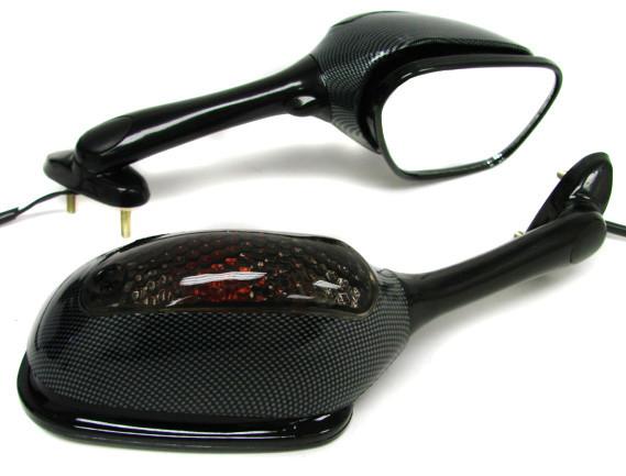 Smoke carbon integrated turn signal mirrors for 05-12 suzuki gsxr 600 750 1000