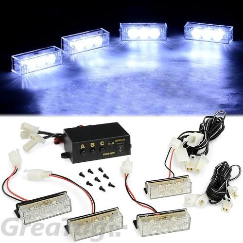 High indensity bright white 12 led front bumper grill emergency warning lights