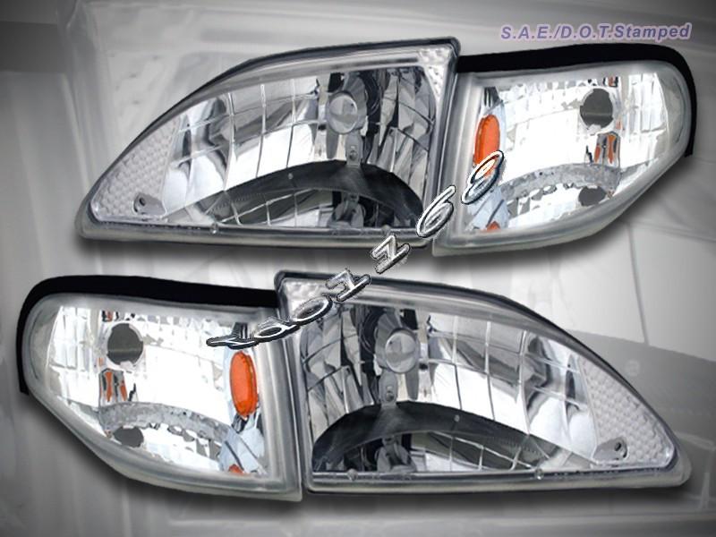 1994-1998 ford mustang headlights + corner clear 4 pieces 1995 1996 1997