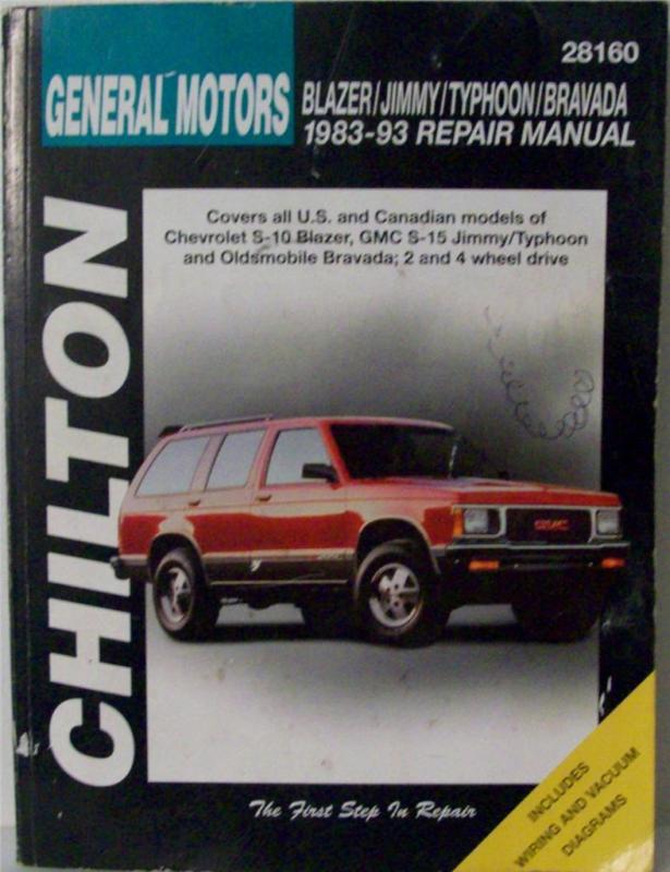 Chilton 28160 gm blazer gmc jimmy 4wd typhoon olds bravada 1983-93 diy book used