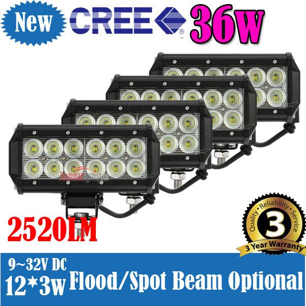 4x 7" 36w dual row cree led work light flood spot beam offroad lamp atv suv 4wd