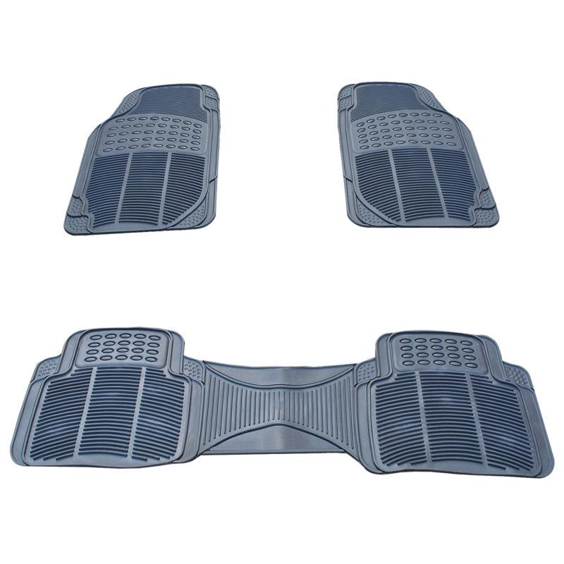 3pc universal grey front+rear rubber car floor mats fit all cars trucks suv van