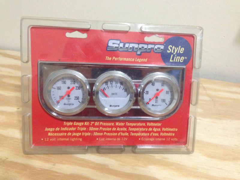 Sunpro 2" mechanical triple gauge cluster