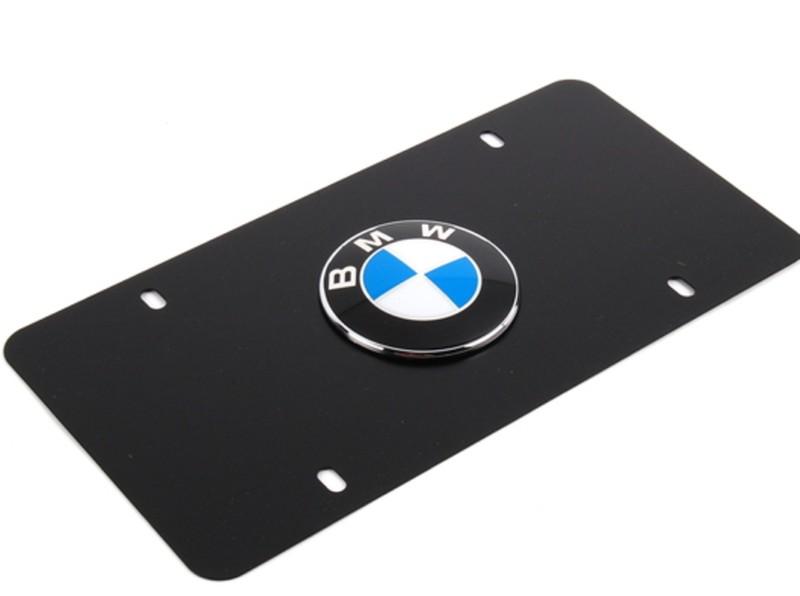 Bmw roundel logo front vanity license plate - black finish - genuine oem item