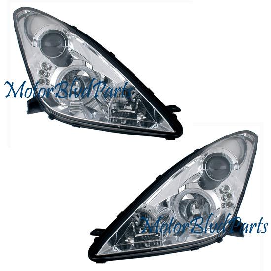 00-05 toyota celica projector headlights headlamps w/halo chrome left+right set