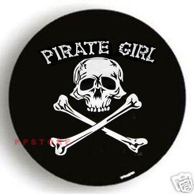 Spare tire cover 28.9"-31.5" pirate girl skull on montero black dw1653920p