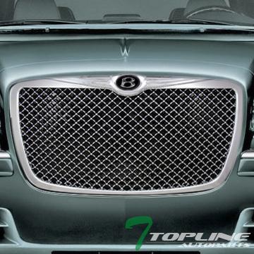 Chrome mesh front hood bumper grill grille w/b emblem 04 05-10 chrysler 300 300c