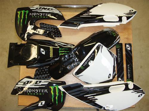 Klx 110 02-09 kx 65  02-12 graphic kit monster energy w/ plastic blk kit