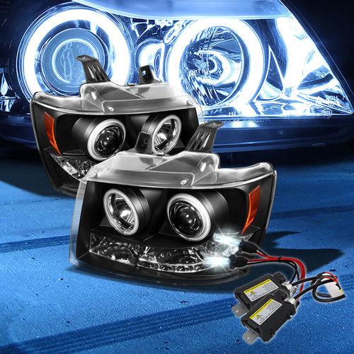 8000k slim xenon hid+ccfl halo led 07-13 tahoe projector headlights head lights