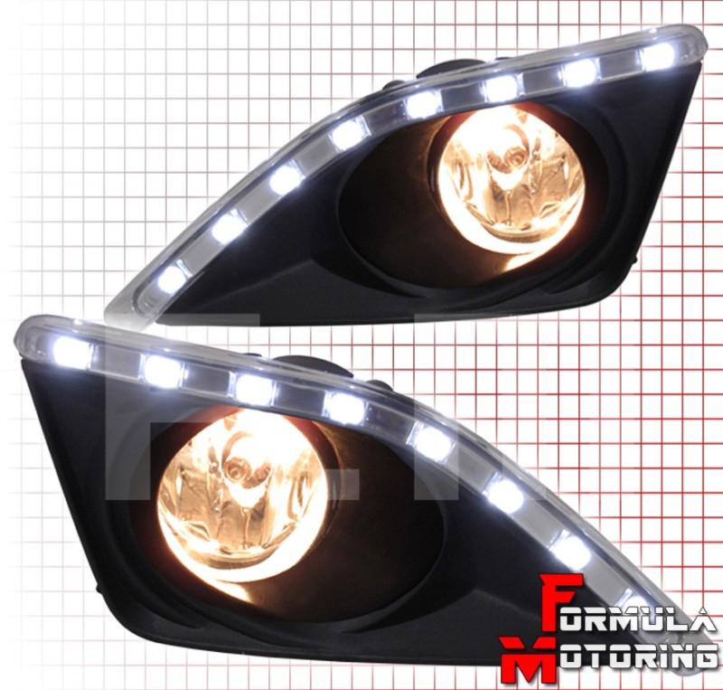 Toyota corolla e140 09-10 drl led clear lens bumper fog lights +wring kit+switch