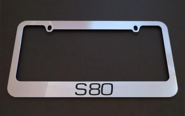 1 brand new s80 chrome metal license plate frames + screw caps