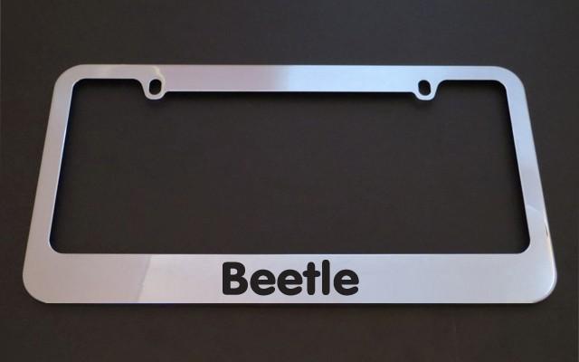 1 brand new beetle chrome metal license plate frames + screw caps