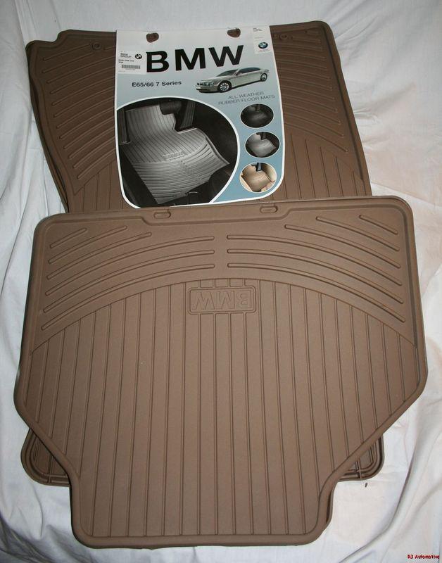 2002 to 2008 bmw 745i/750i/760i all season rubber floor mats -factory oem- beige