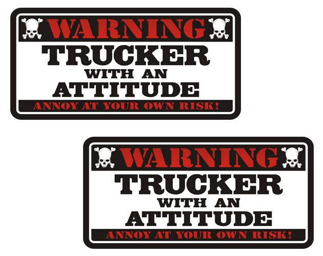 Trucker warning decal set 3"x1.5" rig semi driver 18 wheeler vinyl sticker zu1