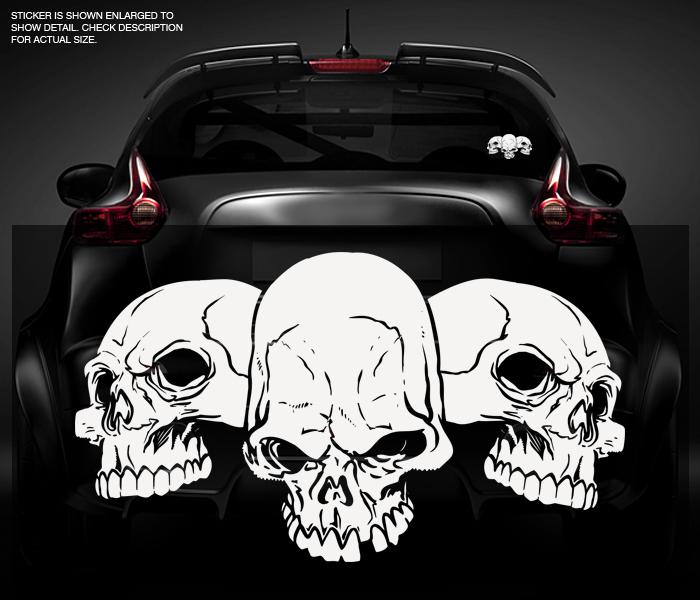 Skulls decal white 5"x2.8" skull biker motorcycle vinyl car window sticker zu1