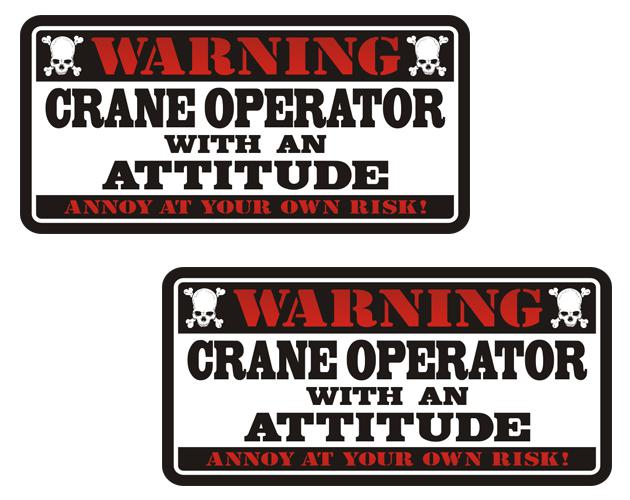 Crane operator warning decal set 3"x1.5" construction hard hat vinyl sticker zu1