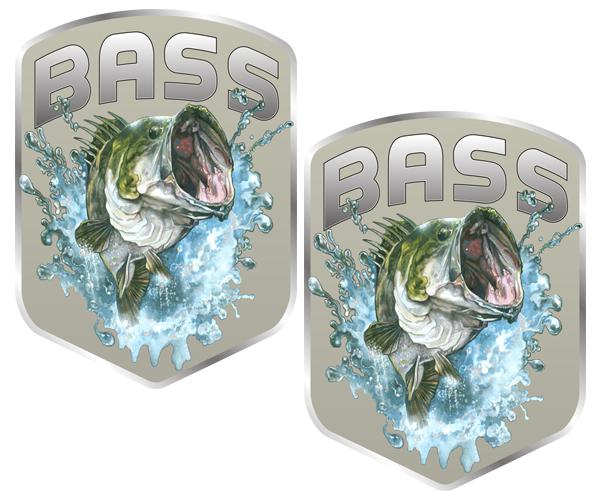 Bass masters fishing decal set 4"x2.9" largemouth fish boat sticker bm1 zu1