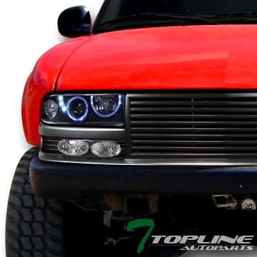 Blk halo led projector headlights+signal bumper yd+grill grille 1998+ s10 blazer