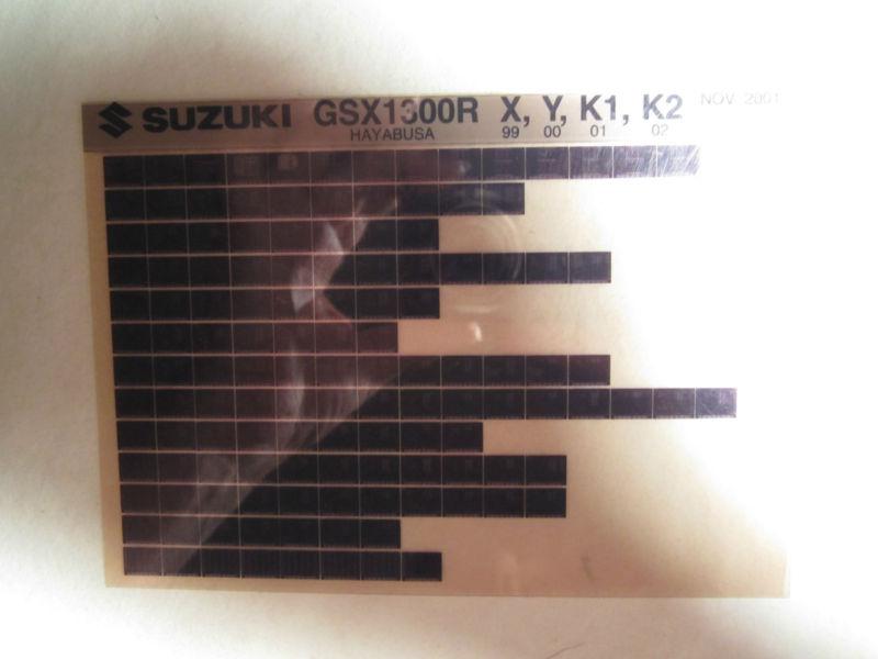 1999-2002 suzuki motorcycle gsx1300r x y k1 k2 hayabusa microfiche part catalog 