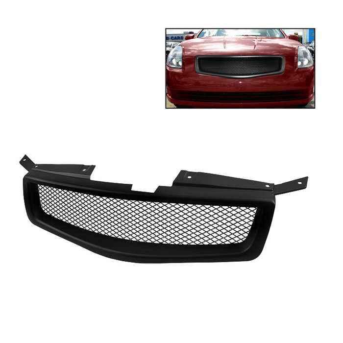 04-06 nissan maxima 4dr 4 door sedan racing sport black front hood grille grill