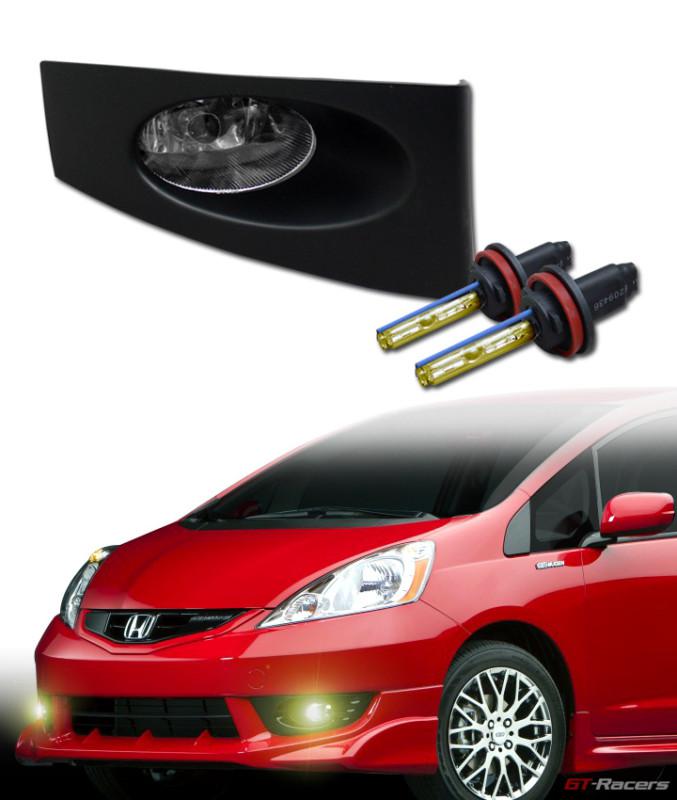 3k hid xenon w/ sport chrome lens front bumper fog lights+switch 06-08 honda fit