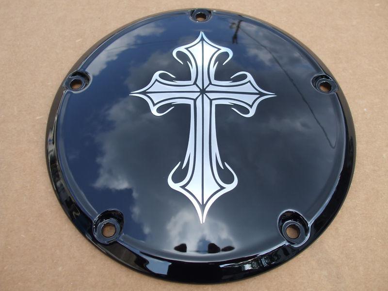 Harley derby cover ( tribal cross  )  touring,softail,  chrome, & custom made 