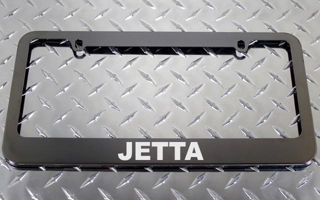 1 brand new volkswagen jetta gunmetal license plate frame +screw caps