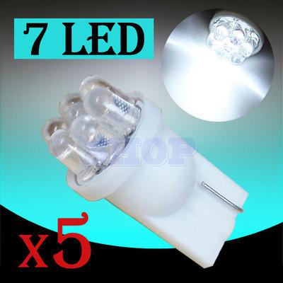 5pcs t10 194 w5w 7 led pure white wedge instrument side car light bulb lamp