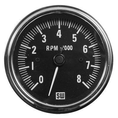 Stewart warner deluxe series tachometer 0-8,000 3 3/8" dia black face 82163