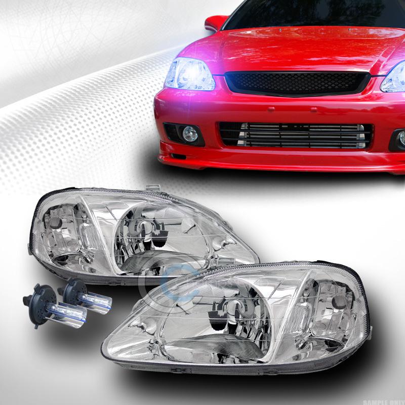 8000k hid xenon chrome crystal head lights signal lamps dy 99-00 honda civic ek9