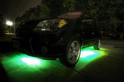 4pc green led underbody under car neon glow light kit