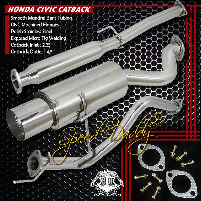 4.5" muffler tip cat back catback exhaust 92-95 honda civic 3-dr hatchback eh2/3