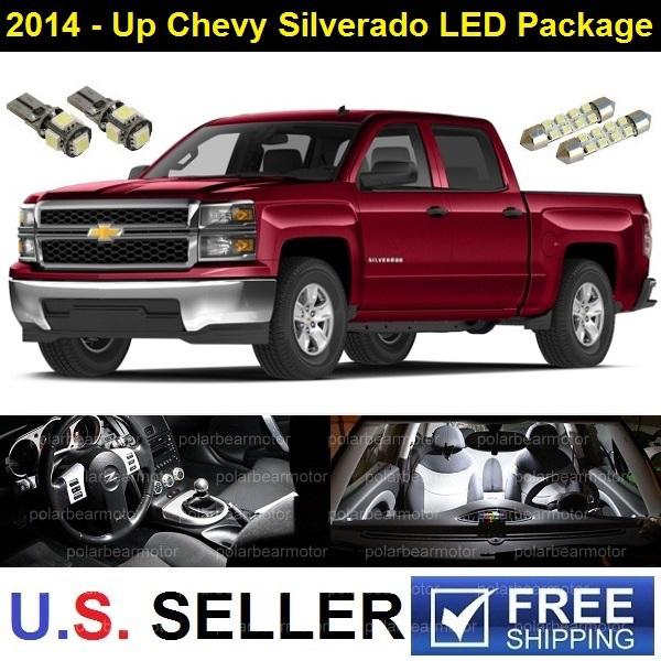 4x 2014-up chevrolet chevy silverado 1500 led smd interior lights package white