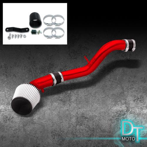 Stainless washable cone filter + cold air intake 03-06 nissan 350z red aluminum