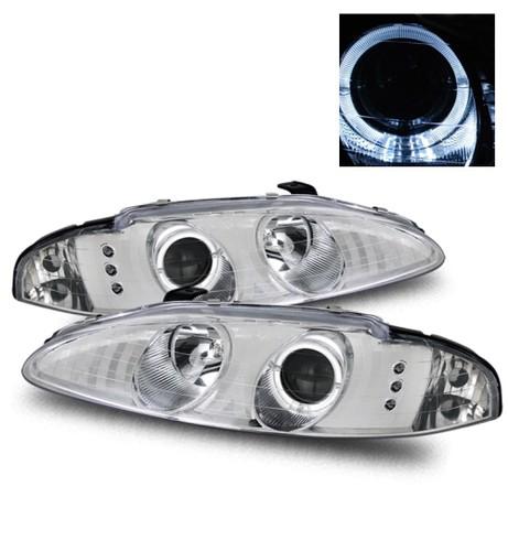 95-96 mitsubishi eclipse/eagle talon jdm halo clear chrome projector headlights