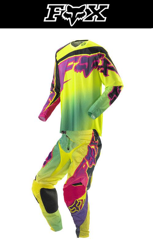 Fox racing 360 flight yellow green jersey & pant combo kit dirtbike atv mx 2014