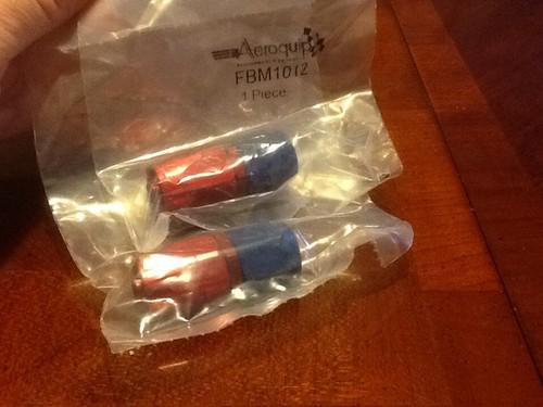 2 anodized aeroquip an -6 straight red blue hose fitting pn fbm1012 or fbm4412