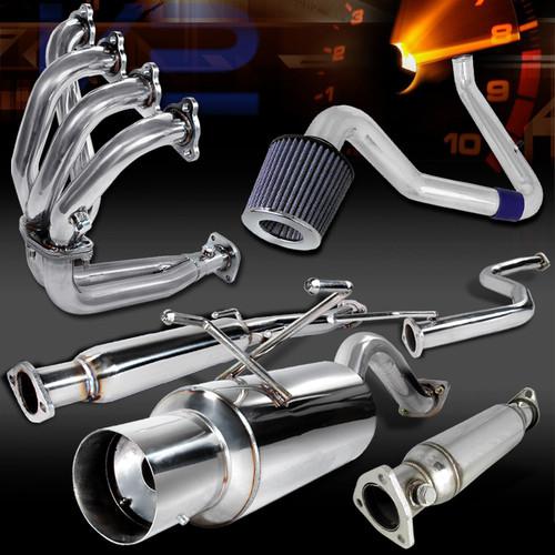 96-00 civic 3dr 1.6l cold air intake+header+exhaust test pipe+catback muffler