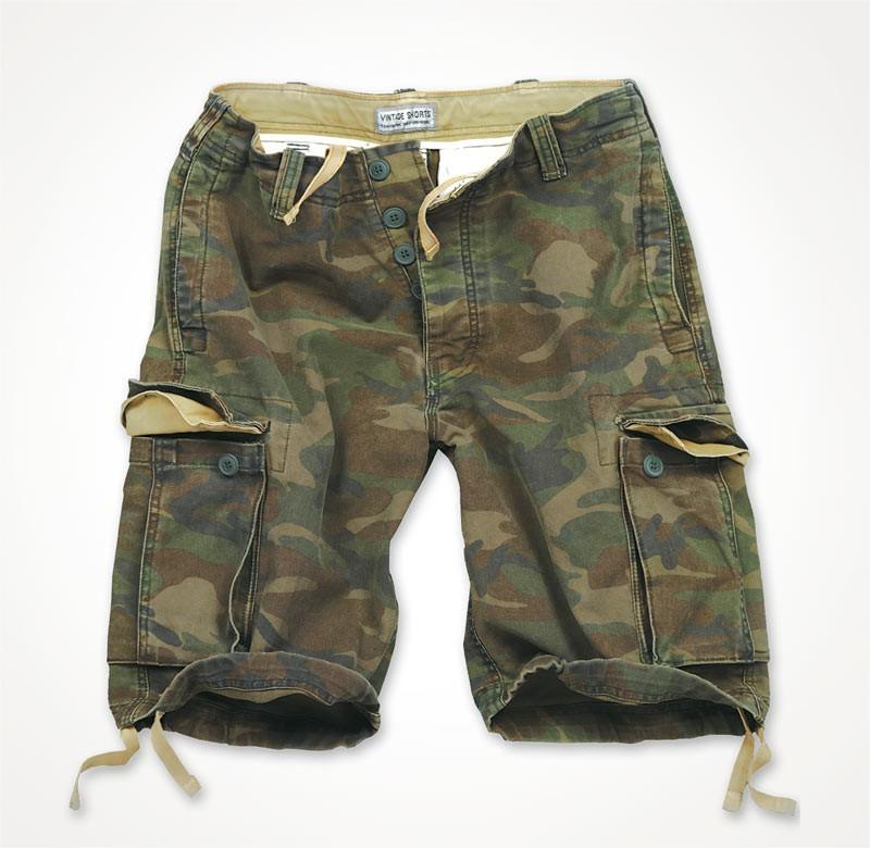 Surplus vintage woodland camo combat cargo army shorts
