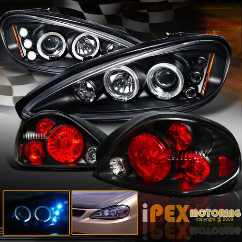 1999-2005 pontiac grand am led halo black projector head light w/tail lamp combo