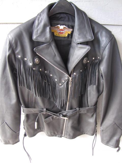 Harley davidson border hawk fringe leather concho jacket x-large womens ladies